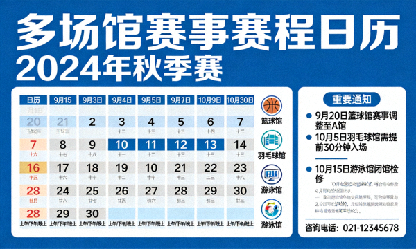 多场馆赛事赛程日历规划与通知提示